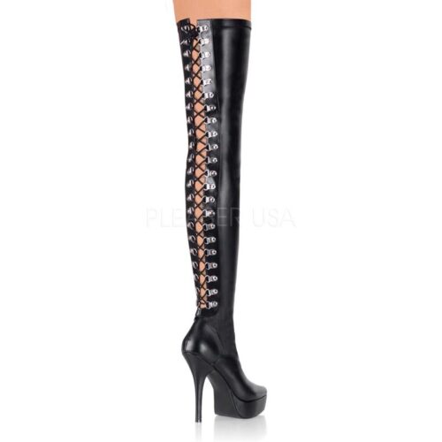 INDULGE-3063 | Pleaser overknee laars met veters achter en plateau