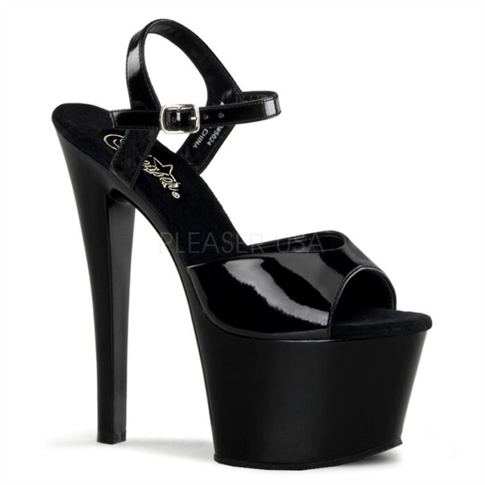 SKY-309 | Mat zwarte Pleaser paaldansschoenen met 17 cm naaldhak