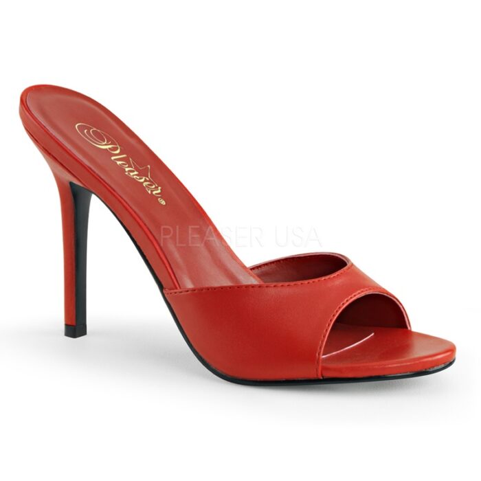 CLASSIQUE 01 | Rood muiltje met naaldhak | Grote maten slipper met hak