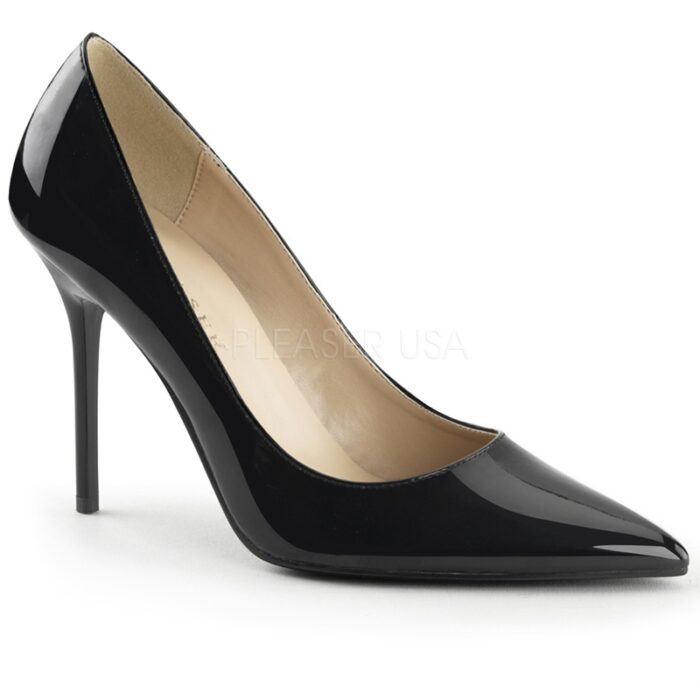 CLASSIQUE 20 | Zwart lak pump met hoge hak | Sexyhogehakken.nl