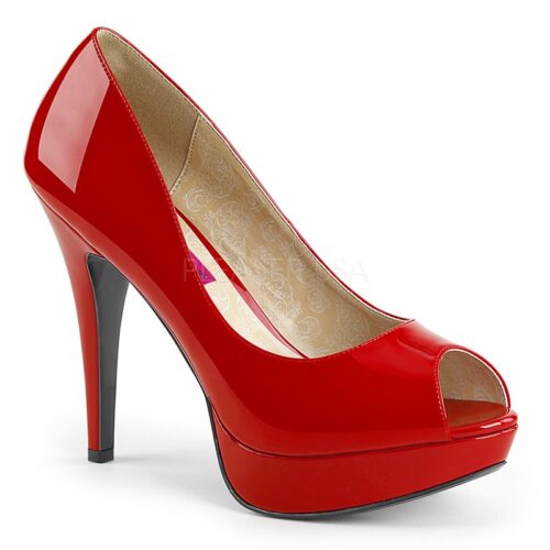 CHLOE-01 | Rood lak peeptoe pump voor brede voet