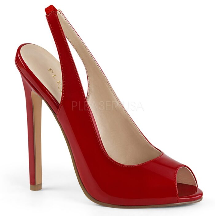 SEXY-08 Rood lak peeptoe slingback pump | Pleaser specialist