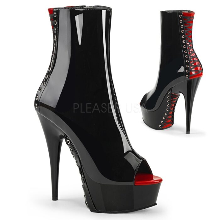 DELIGHT-1025 | Peeptoe enkellaarzen met corset en naaldhak