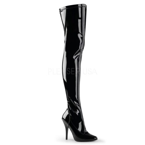 SEDUCE-3000 | Zwarte klassieke stretchlaars met stilettohak | Pleaser