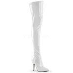 SEDUCE-3000 White patent overkneelaars met stilettohakken