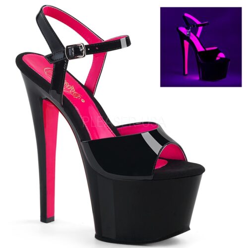 SKY-309 TT | Zwarte hoge dansschoenen met roze accenten | Pleaser