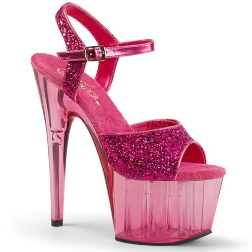 Pleaser ADORE-710 GT | Glitter dansschoenen met doorzichtig plateau