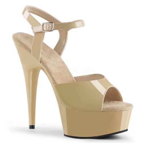 Simpele beige nude paal dansschoenen met plateau en naaldhakken