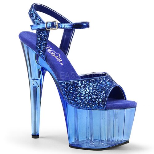 ADORE-710 GT | Blauwe doorzichtige dansschoenen met glitters | Pleaser