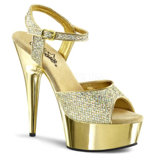 DELIGHT-609G | Gouden high heels met glitters | Sexyhogehakken.nl