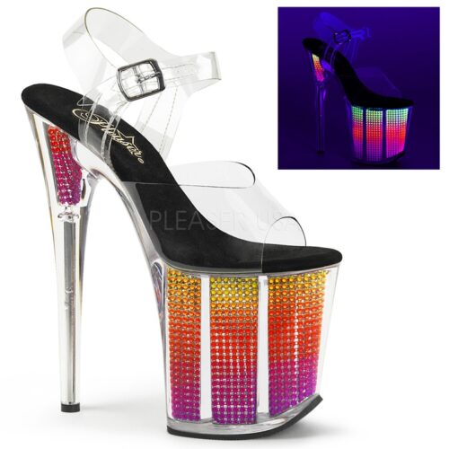 Perspex dansschoenen FLAMINGO-808 SRS met regenboog plateau