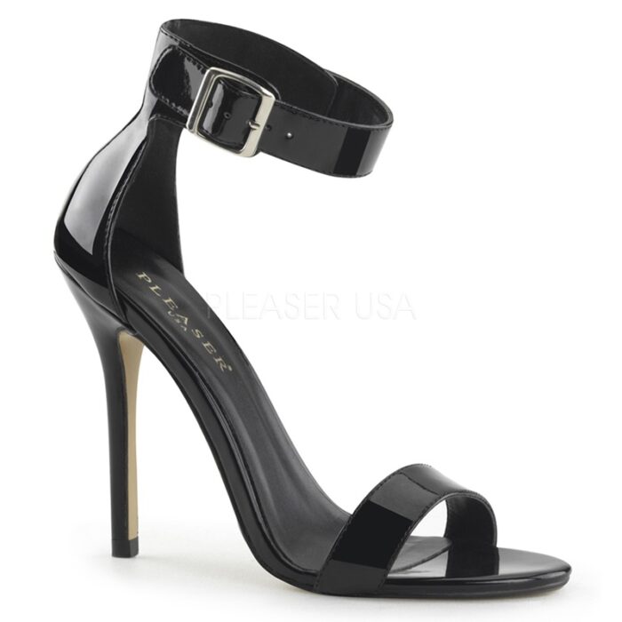 AMUSE-10 Zwart lak sandalen met hoge naaldhakken