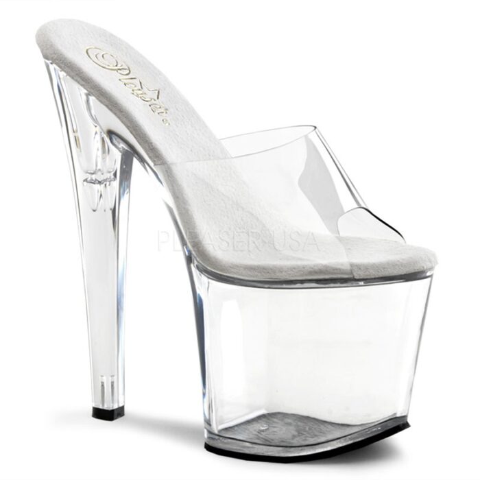 Doorzichtige paal dans slipper met extra hoge 18 cm hakken