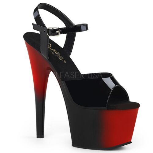 Pleaser ADORE-709 BR two-tone danshakken in zwart en rood