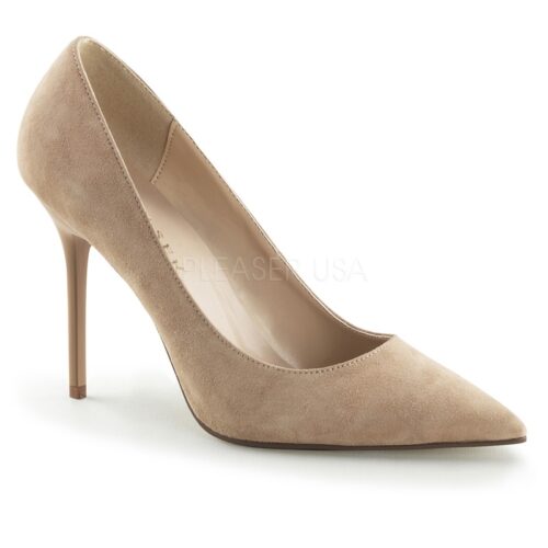 CLASSIQUE-20 Nude suede pump met naaldhak