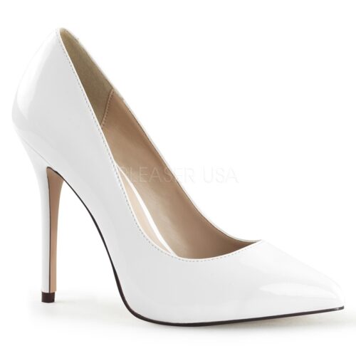 AMUSE-20 | Wit lak pump met 12 cm hakken | Sexyhogehakken.nl