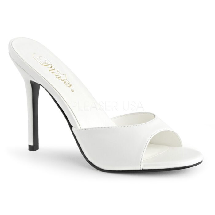 CLASSIQUE-01 | Klassieke slipper met hak in wit | Sexyhogehakken.nl