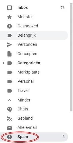 Silhouette mail in spam map van gmail Ik heb na mijn bestelling geen orderbevestiging gehad.... en nu?