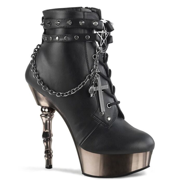 MUERTO-1001 | Enkellaars met bottenhak | Pleaser Demonia