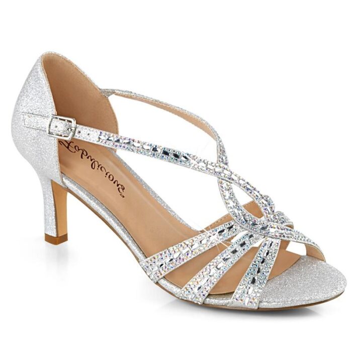 MISSY-03 | Zilveren gala schoen | Steentjes | 6 cm hak | Fabulicious