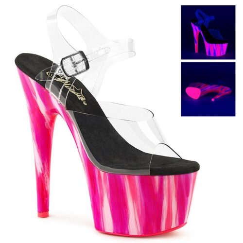 ADORE-708 UVP | Roze blacklight hakken van 17 cm | Pleaser