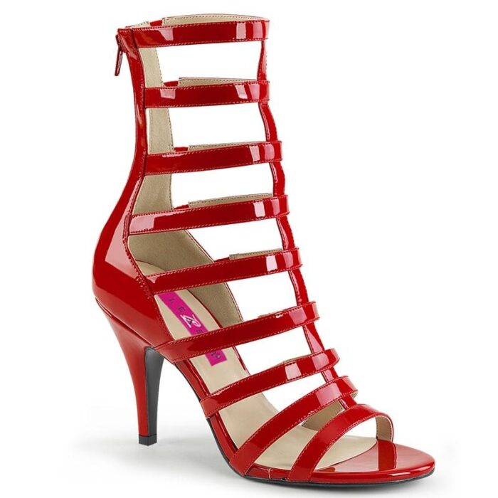Pleaser DREAM-438 Rood lak hekwerksandaal met lagere hak
