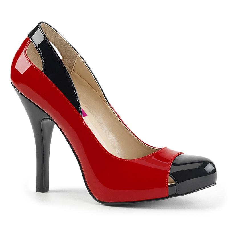 EVE-07 | Zwart Rode Pumps Wide Fit | Pleaser Wide Fit Pump