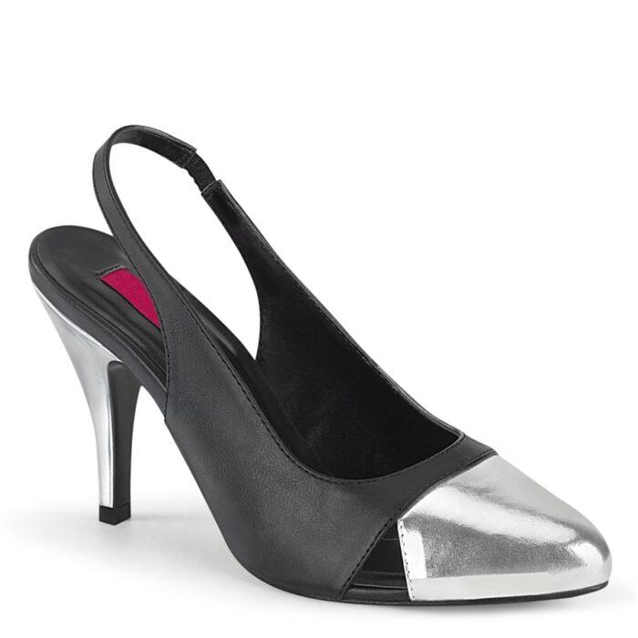 Slingback pumps in zwart met zilver grote maten