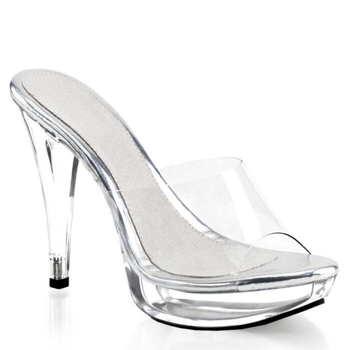COCKTAIL-501 Transparante slippers met plateau en naaldhak