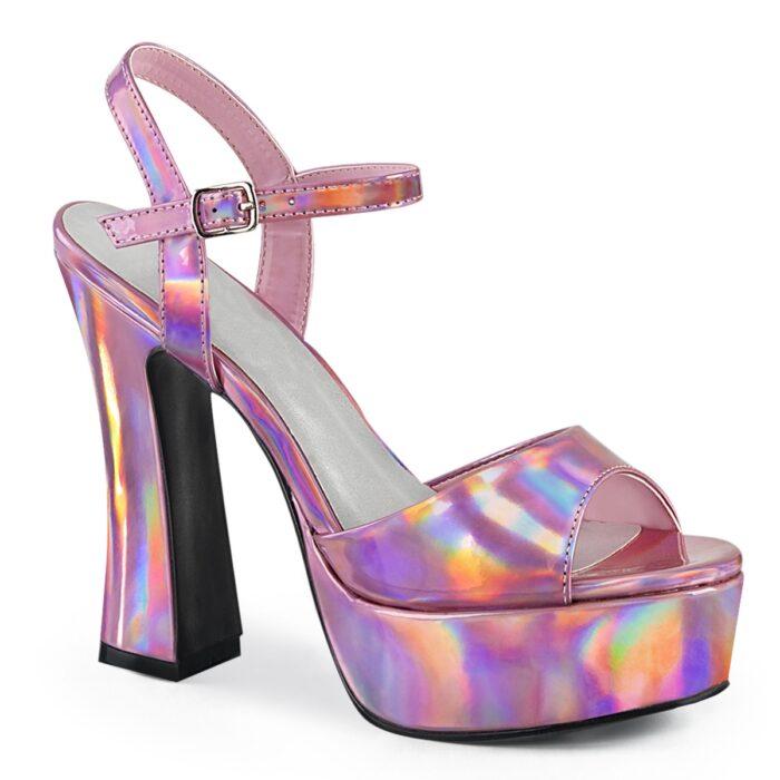 DOLLY-09 Pink hologram - mermaid hakken met plateau in grote maten