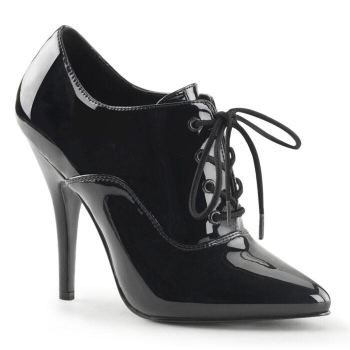 SEDUCE-460 Zwarte Oxford pump met naaldhak en vetertje