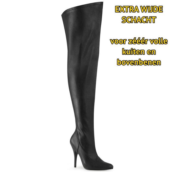 SEDUCE-3000 WC Zwarte overknee laarzen voor curvy dames | Queen Size laarzen
