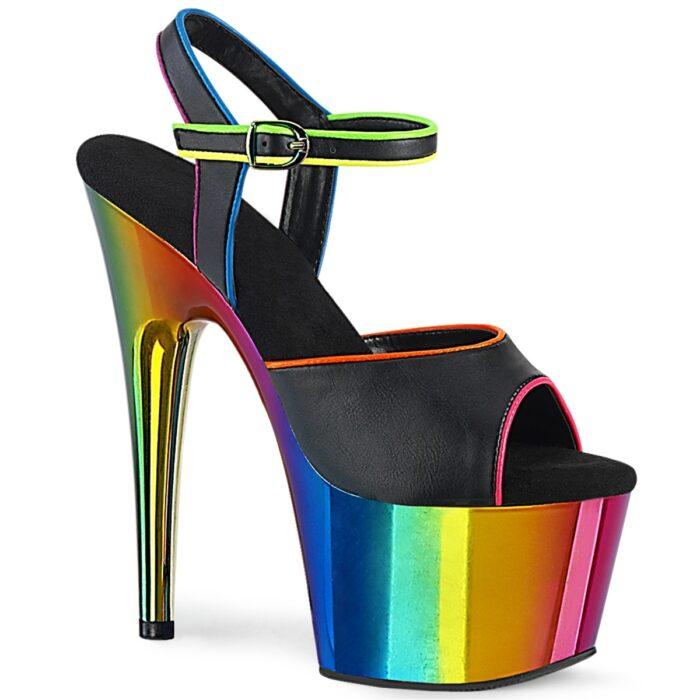 ADORE-709 RC2 | Rainbow heels met plateau en neon biezen langs de randen