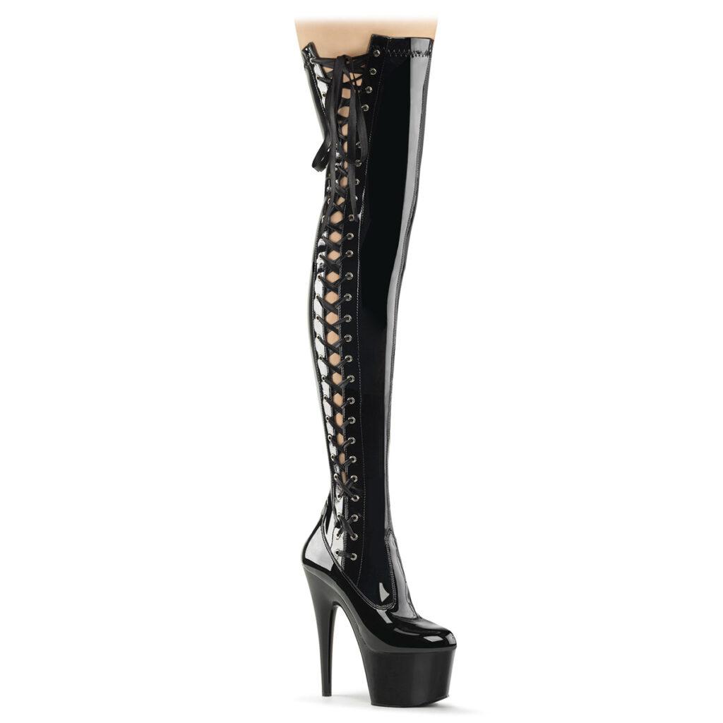 2648 10 089 Overknee laarzen met lintveters aan de zijkant en hoge plateau Hoge Pleaser boots Homepage