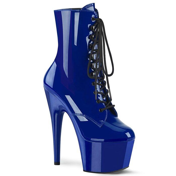 ADORE-1020 RYBL Blauwe Pleaser enkellaarzen met hoge plateau en hak
