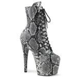 ADORE-1020 SPWR | Snakeprint Pleaser enkellaars met veters, hoge plateau en naaldhak