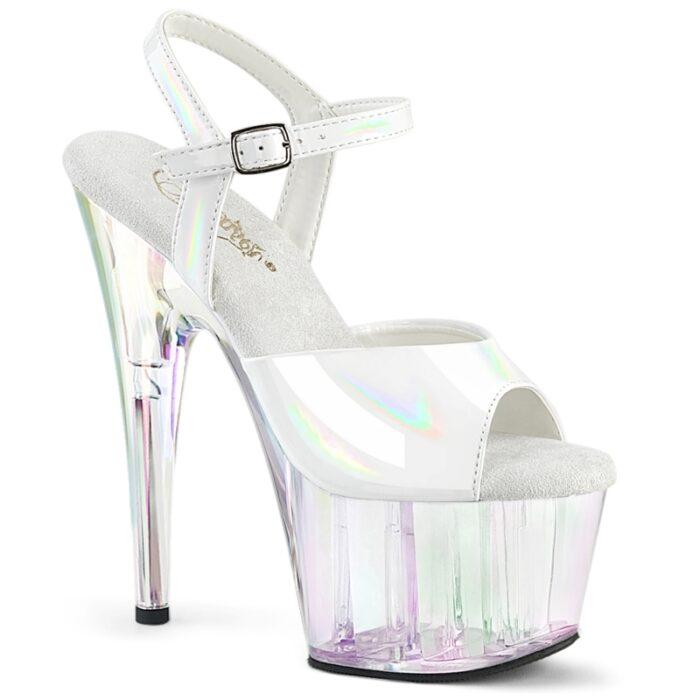 ADORE-709HT | Witte Pleaser sandalen met hologram effect