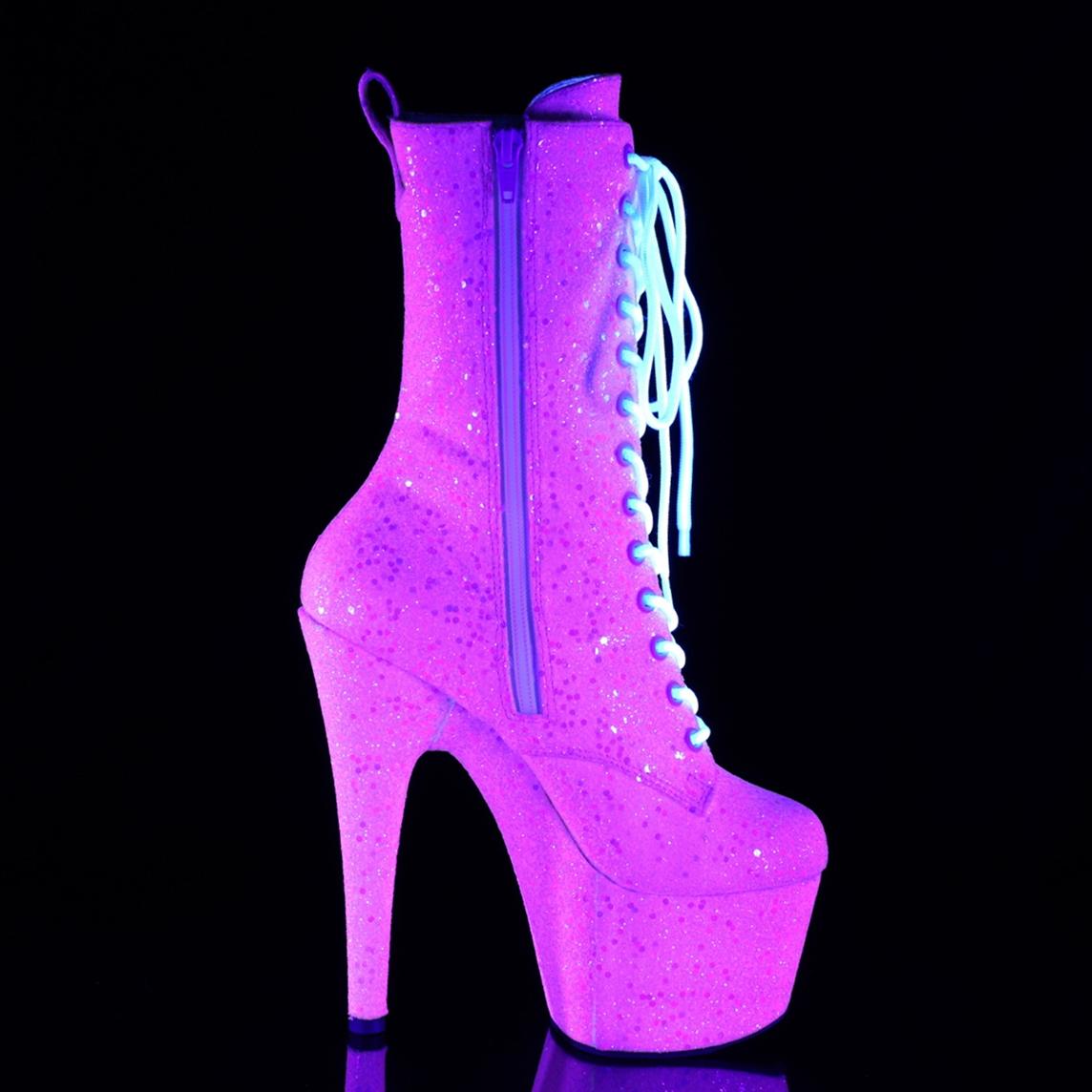 Roze Pleaser laarzen met glitters | Blacklight roze glitterlaarsjes