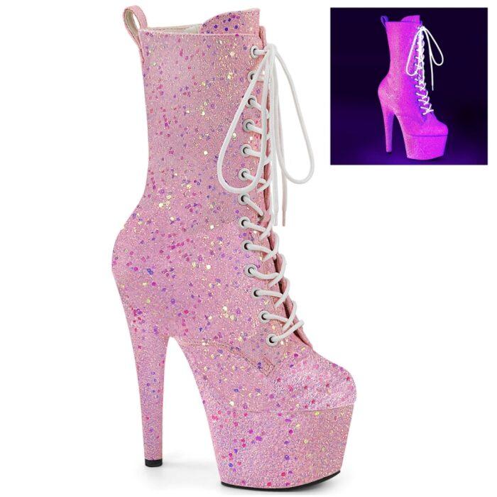 ADORE-1040 IG | Roze Pleaser laarzen met glitters die reageren in blacklight