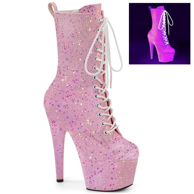 ADORE-1040 IG | Roze Pleaser laarzen met glitters die reageren in blacklight